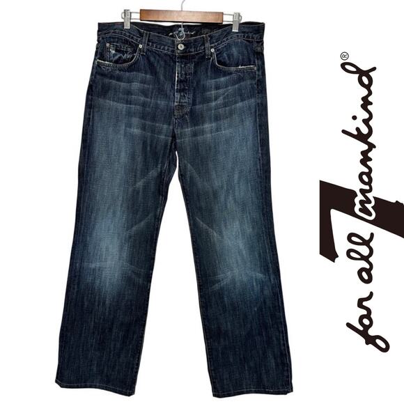 7 For All ManKind Men's Button Fly Long Relaxed Jeans Straight Leg Sz: 36 - Picture 1 of 10